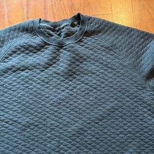 Saks Fifth Avenue Quilted Sweatshirt Sweater Crewneck XL Black Gray Mens Womens